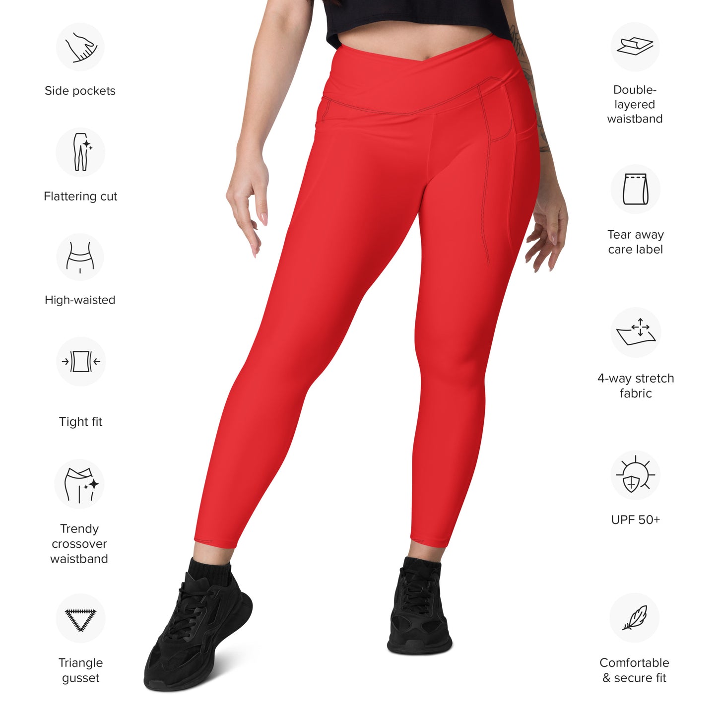 #SAVEMAGNUMPI Crossover Leggings with Pockets - Red