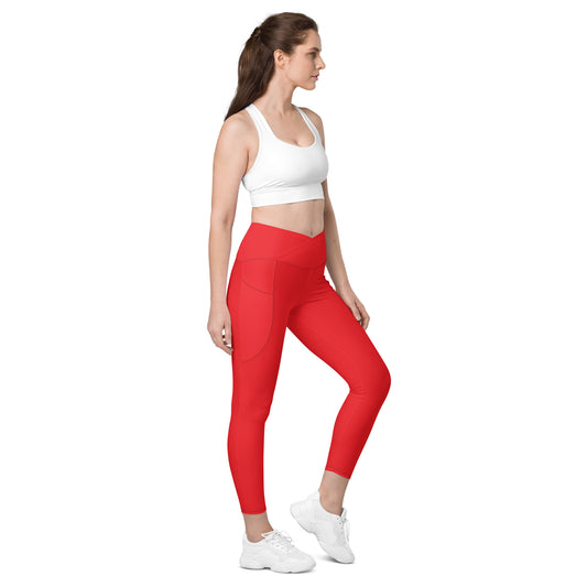 #SAVEMAGNUMPI Crossover Leggings with Pockets - Red