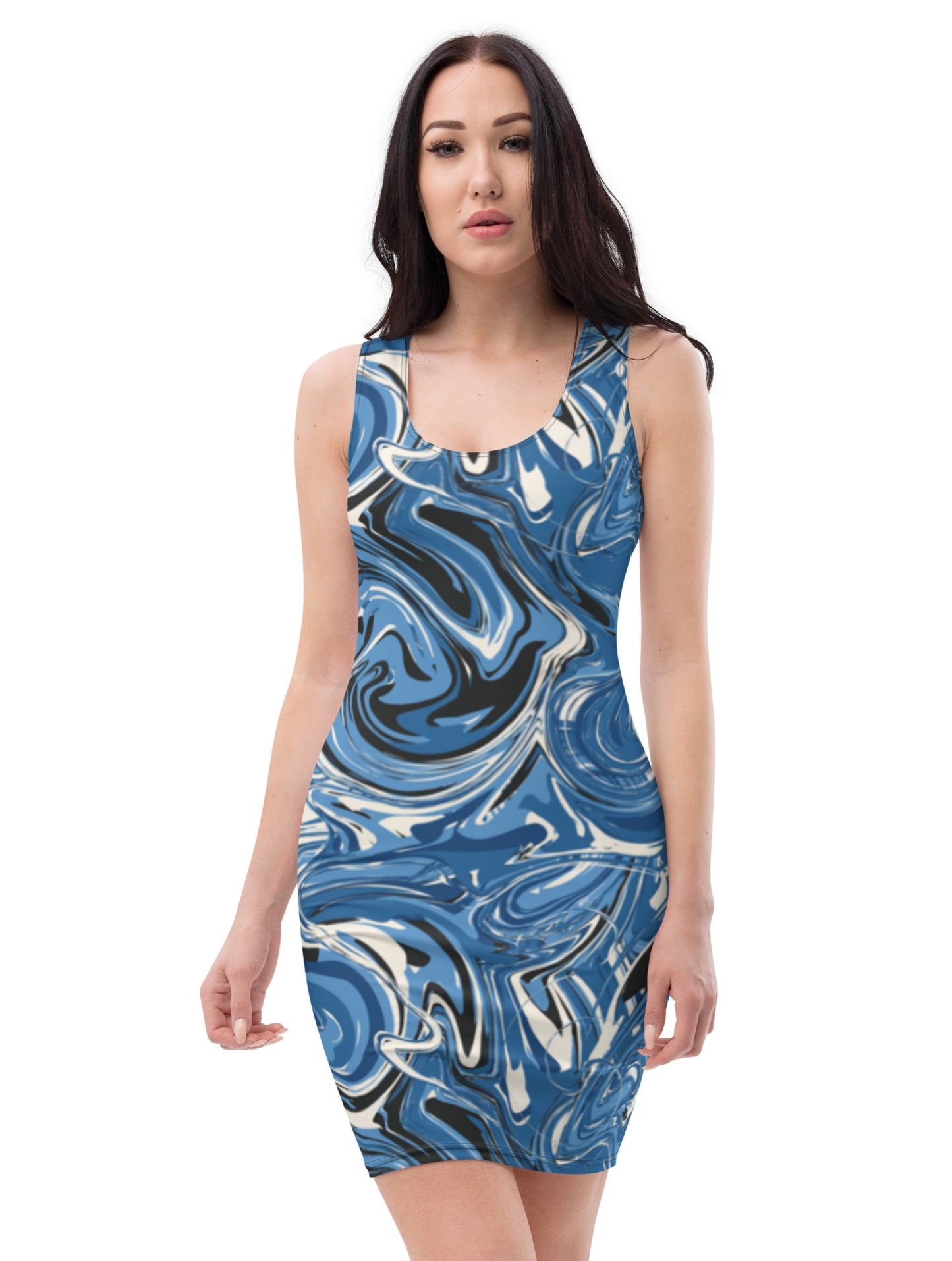 Blue Wave Fitted Dress 46.00 bigkahunatshirts
