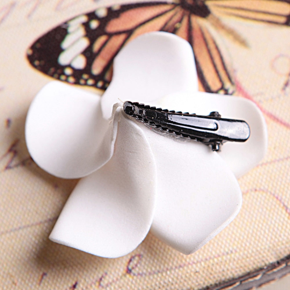Hawaiian Plumeria Flower Hair Clips, back side shows clip