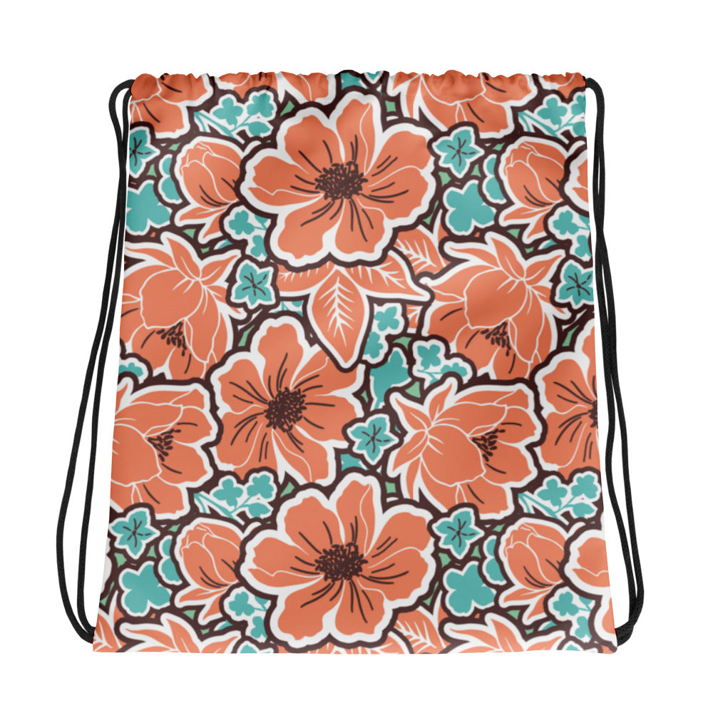 Orange Hibiscus Drawstring bag 27.00 bigkahunatshirts