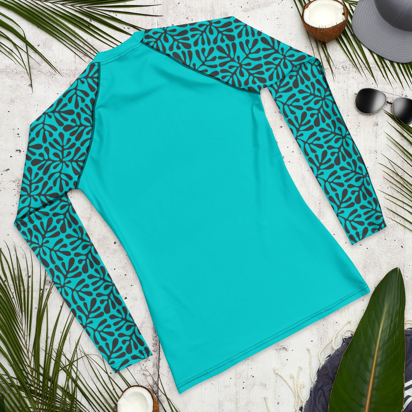 Hawaiian Turquoise and Black Men's Rash Guard 53.00 bigkahunatshirts