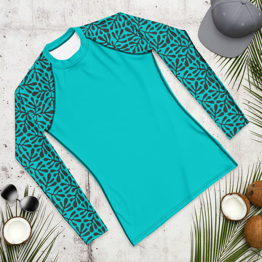 Hawaiian Turquoise and Black Men's Rash Guard 53.00 bigkahunatshirts