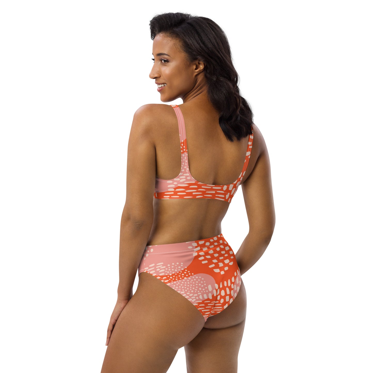 High waisted Bikini - Orange pattern 55.00 bigkahunatshirts
