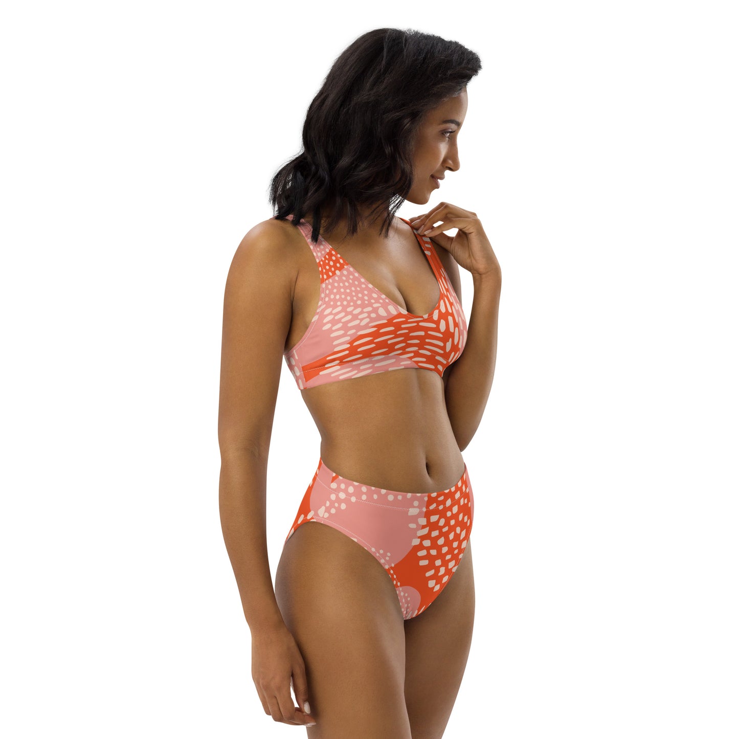 High waisted Bikini - Orange pattern 55.00 bigkahunatshirts