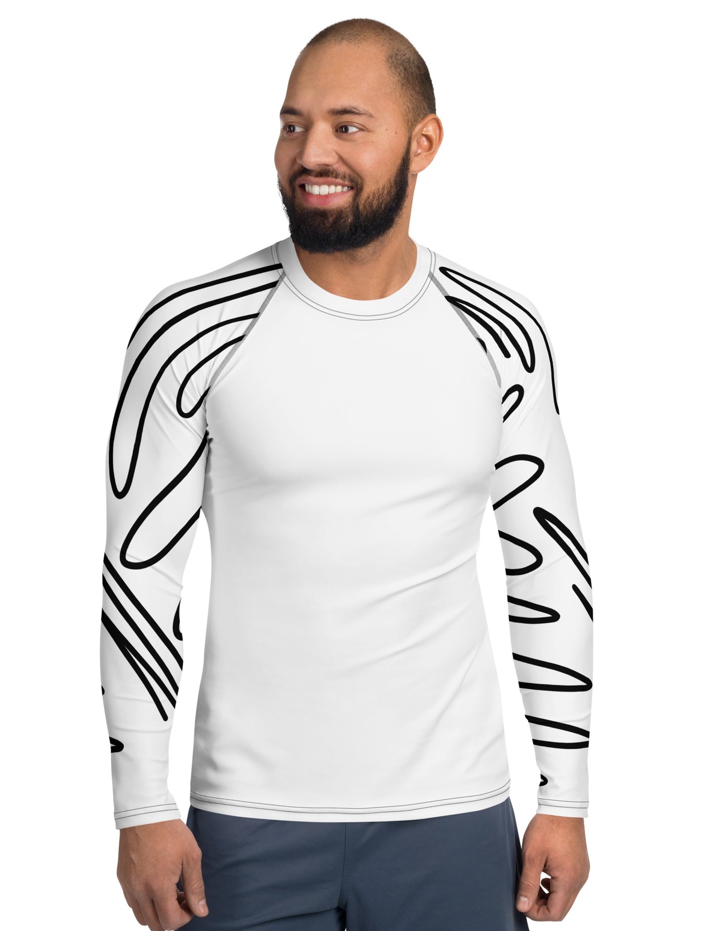 Black and White Men's Rash Guard 53.00 bigkahunatshirts