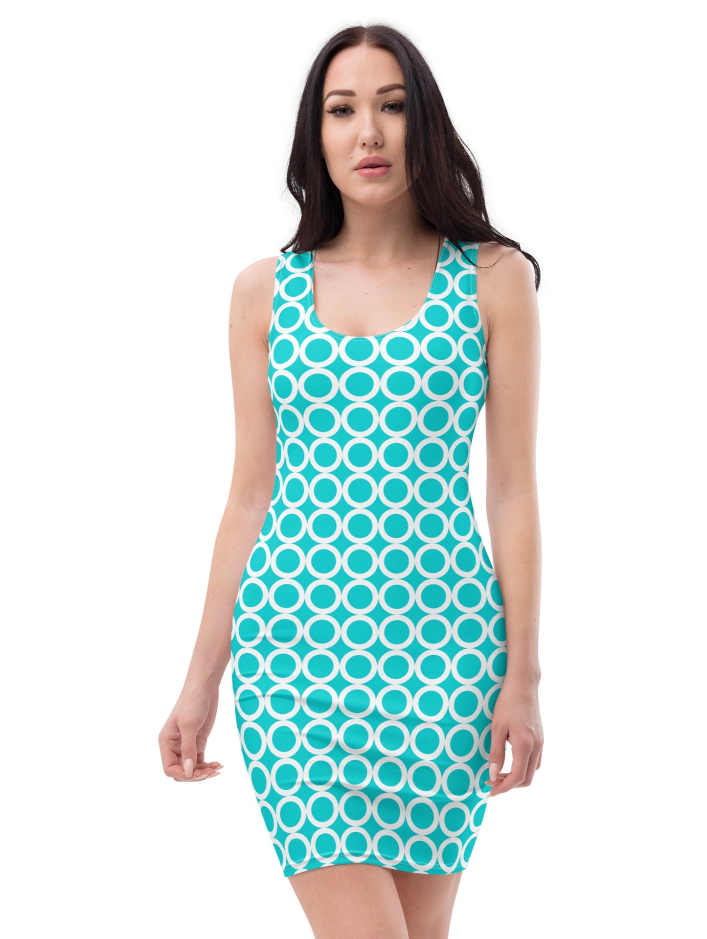 Turquoise Concentric Pattern Dress 46.00 bigkahunatshirts