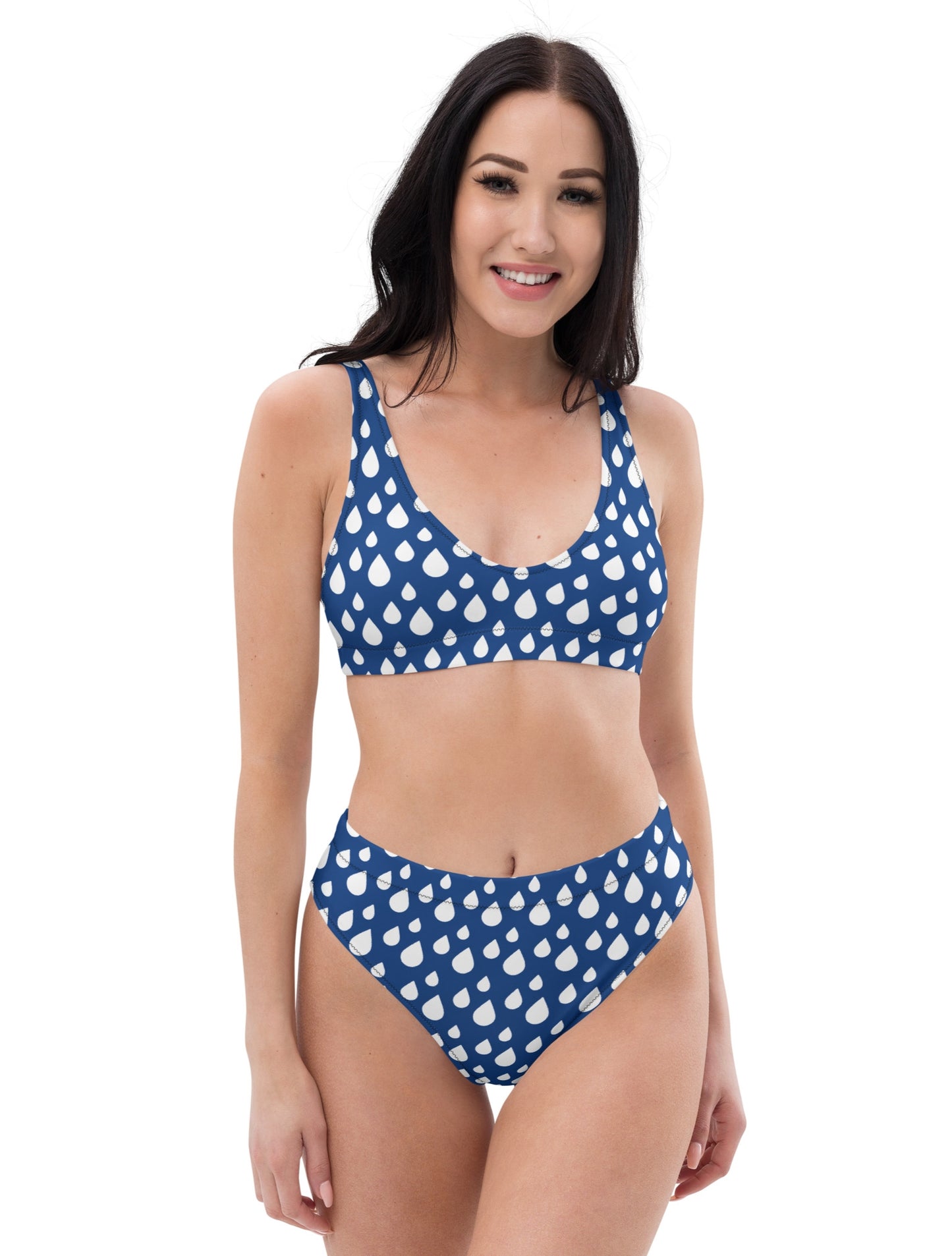 High-Waisted Bikini - Rain Showers 55.00 bigkahunatshirts