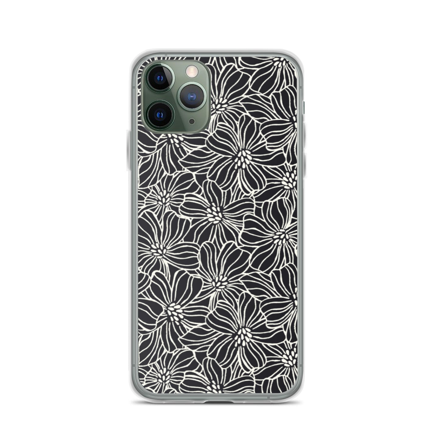 iPhone Case - Black White Flowers - 17 sizes 20.00 bigkahunatshirts