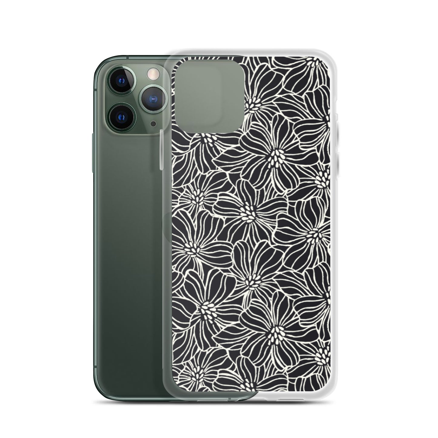 iPhone Case - Black White Flowers - 17 sizes 20.00 bigkahunatshirts