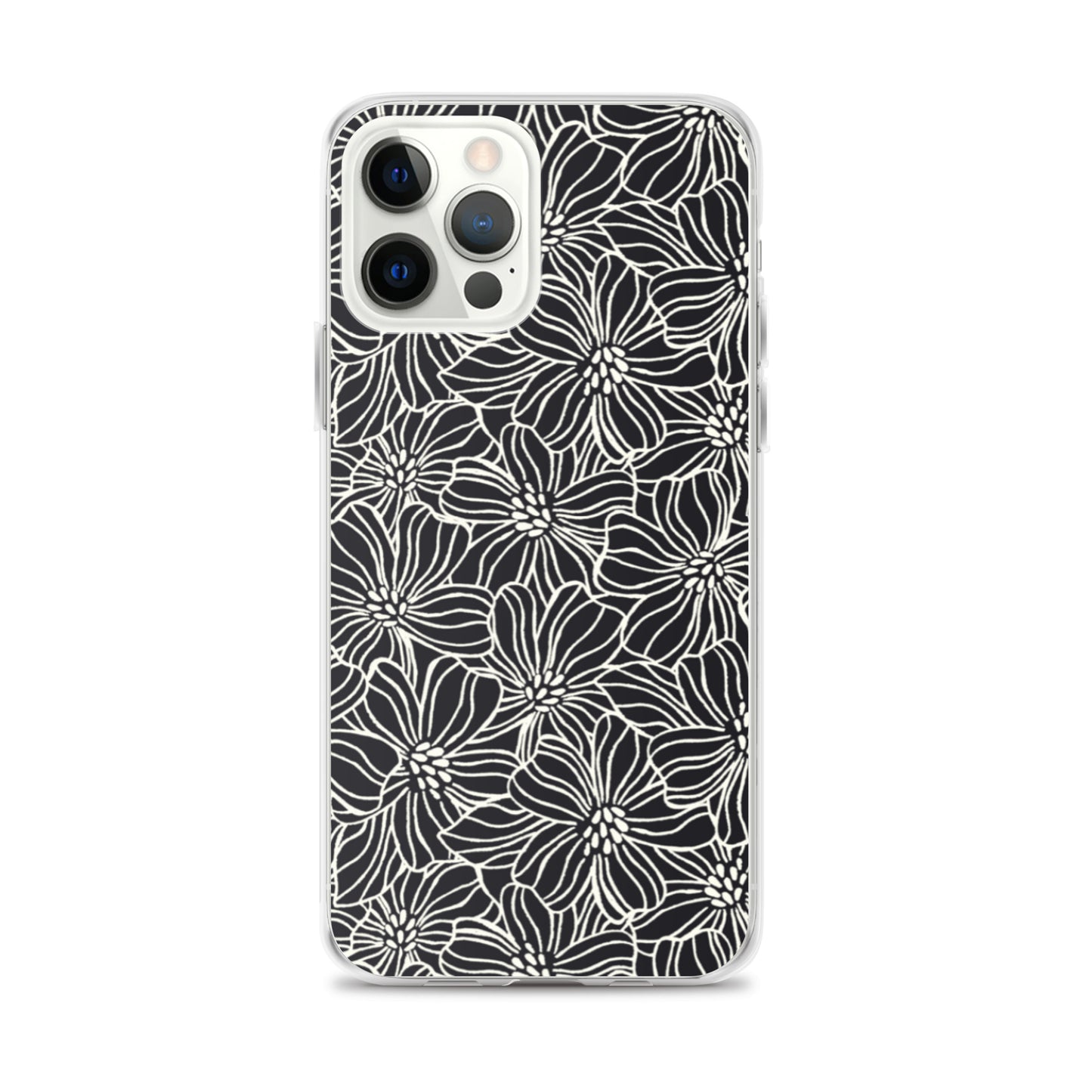 iPhone Case - Black White Flowers - 17 sizes 20.00 bigkahunatshirts