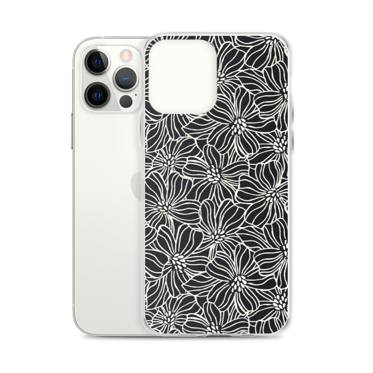 iPhone Case - Black White Flowers - 17 sizes 20.00 bigkahunatshirts