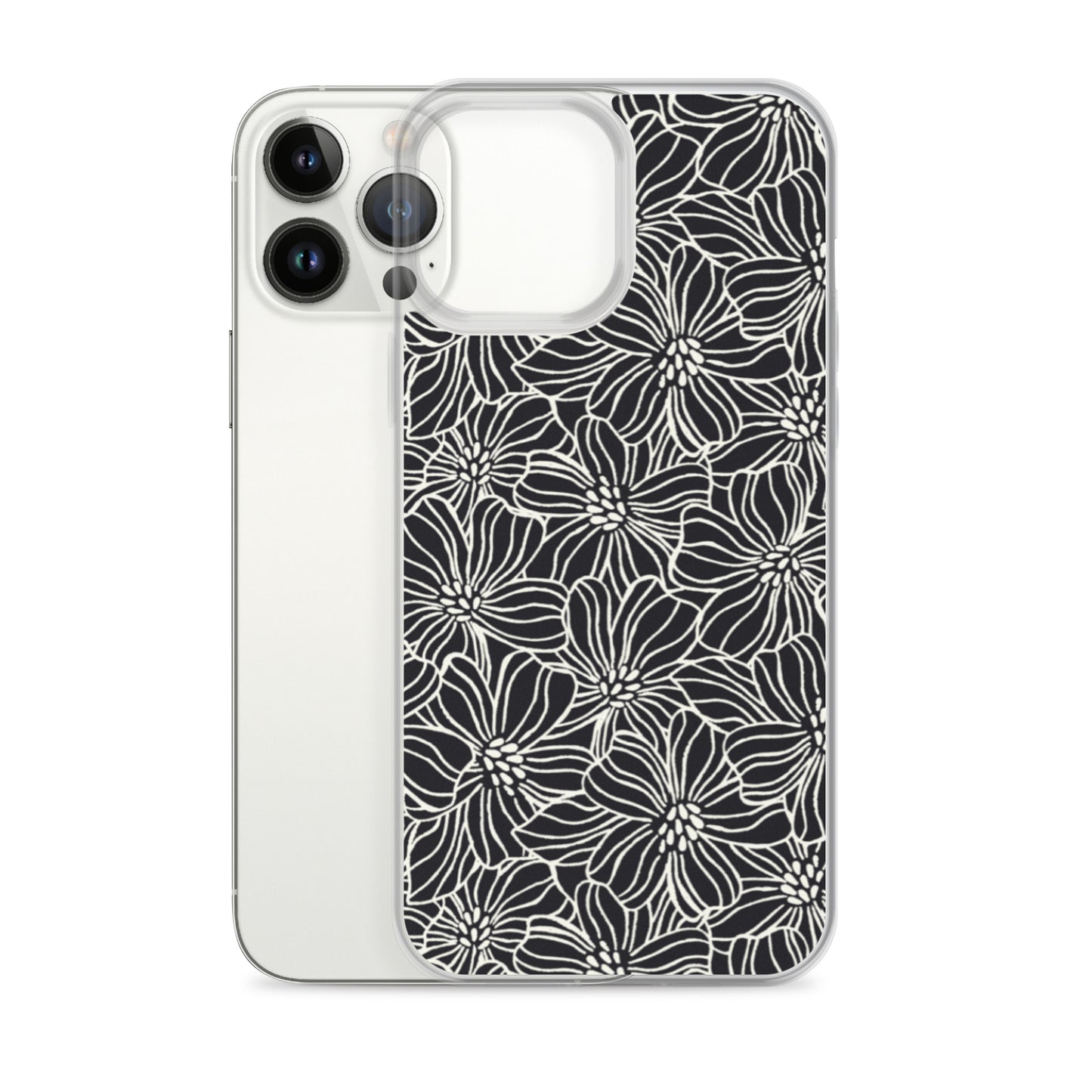 iPhone Case - Black White Flowers - 17 sizes 20.00 bigkahunatshirts