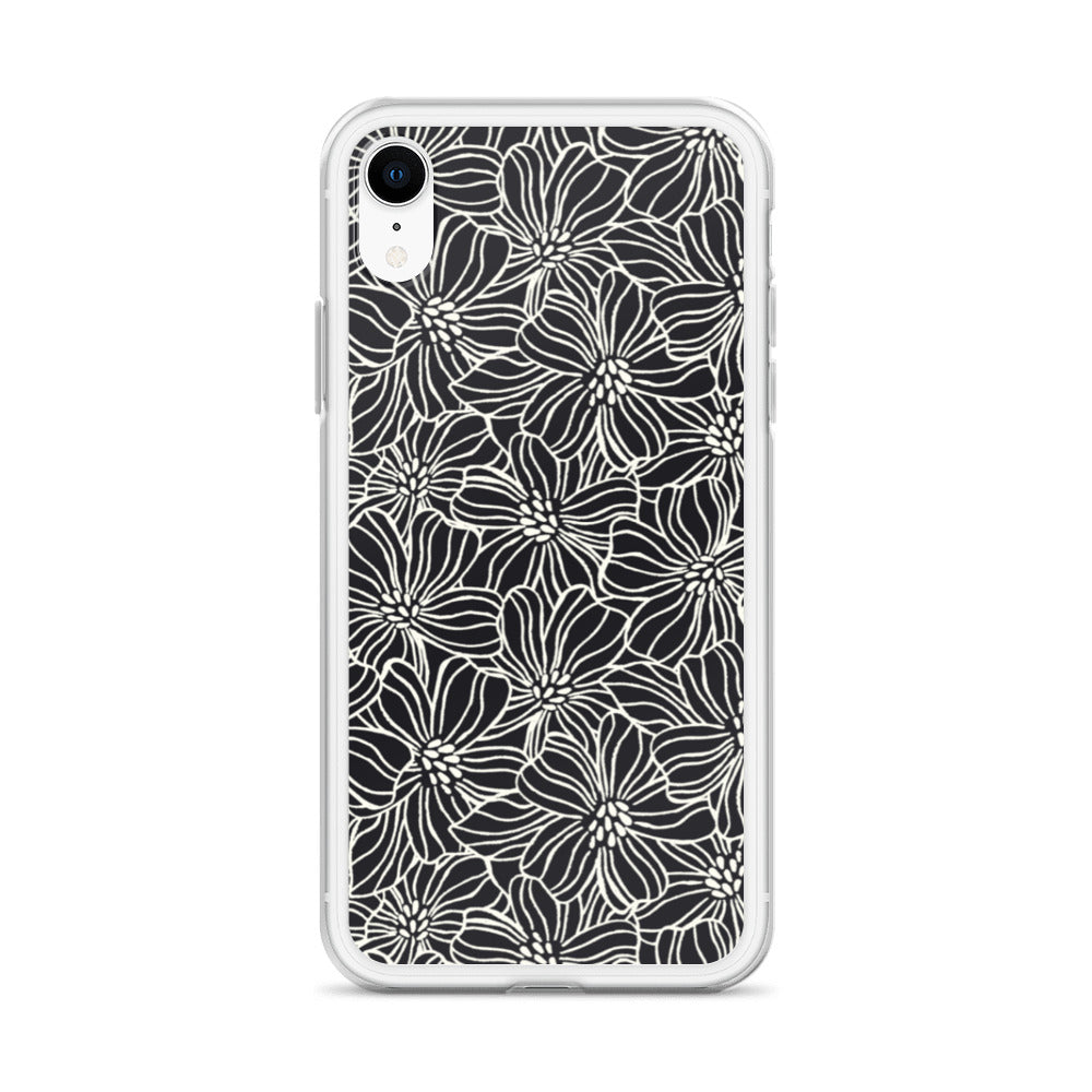 iPhone Case - Black White Flowers - 17 sizes 20.00 bigkahunatshirts