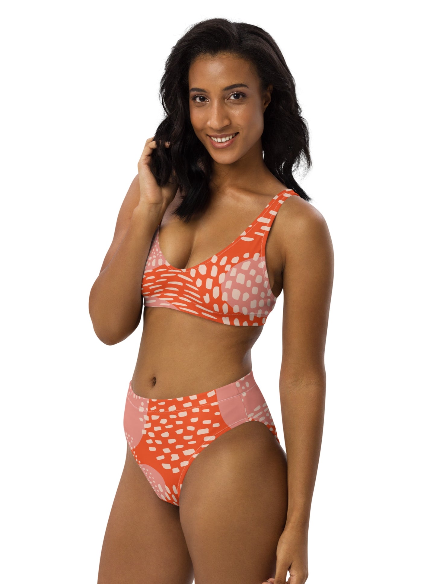 High waisted Bikini - Orange pattern 55.00 bigkahunatshirts