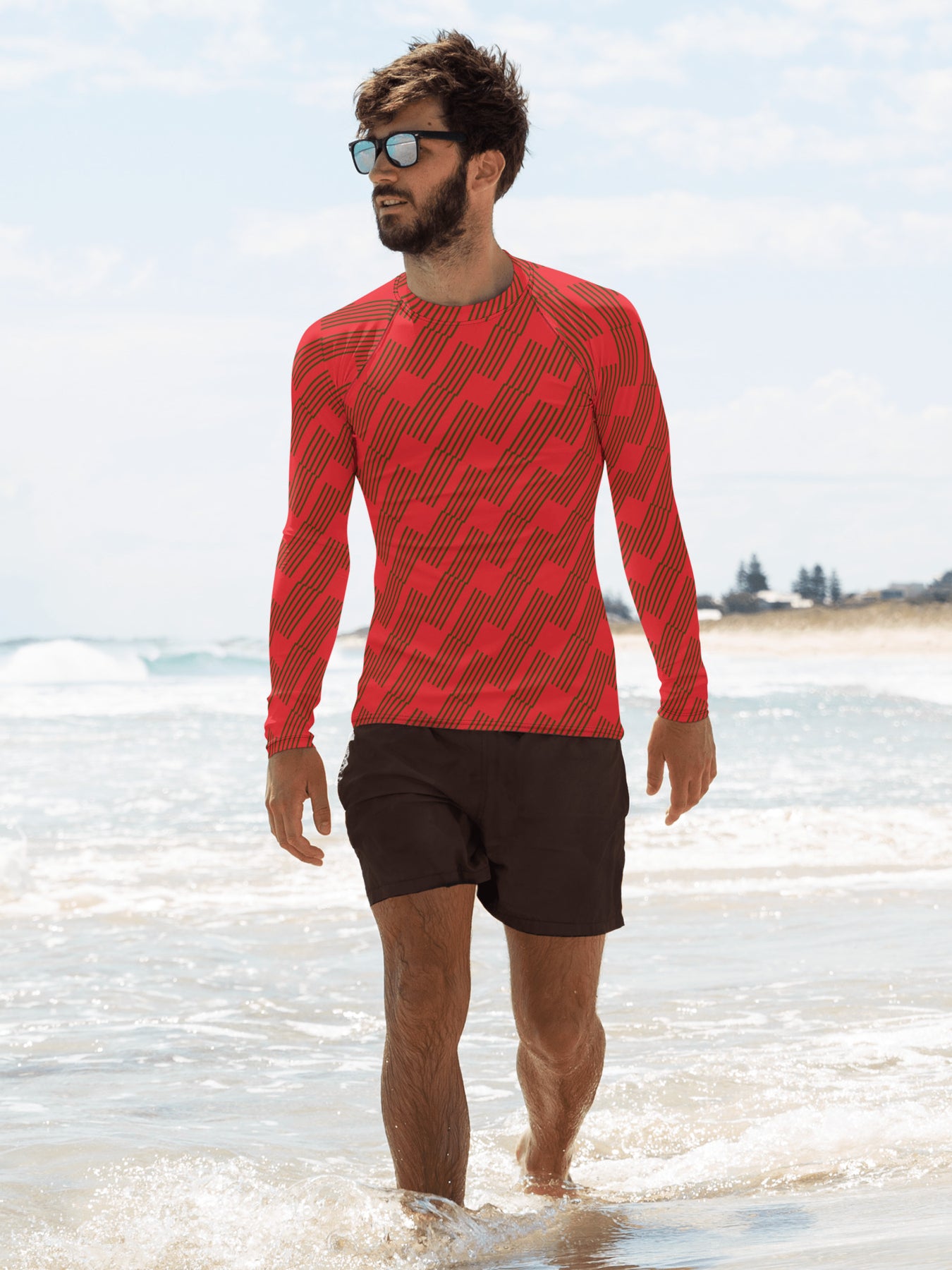 Red and Black Men's Rash Guard 53.00 bigkahunatshirts
