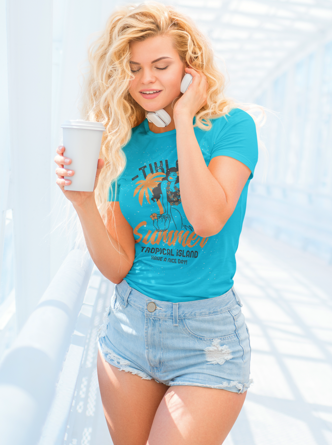 Tiki Girl Round Neck T-shirt - more colors! tshirt, women 34.00 bigkahunatshirts