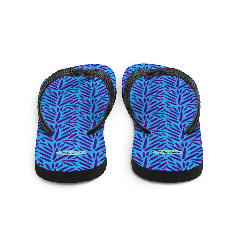 Flip-Flops - Light and Dark Blue Palm Pattern 20.00 bigkahunatshirts