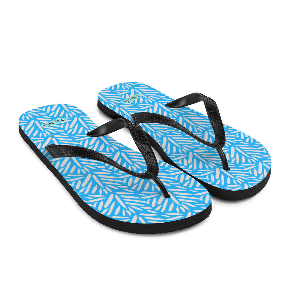 Flip-Flops - Light Blue and Gray Palm Pattern 20.00 bigkahunatshirts