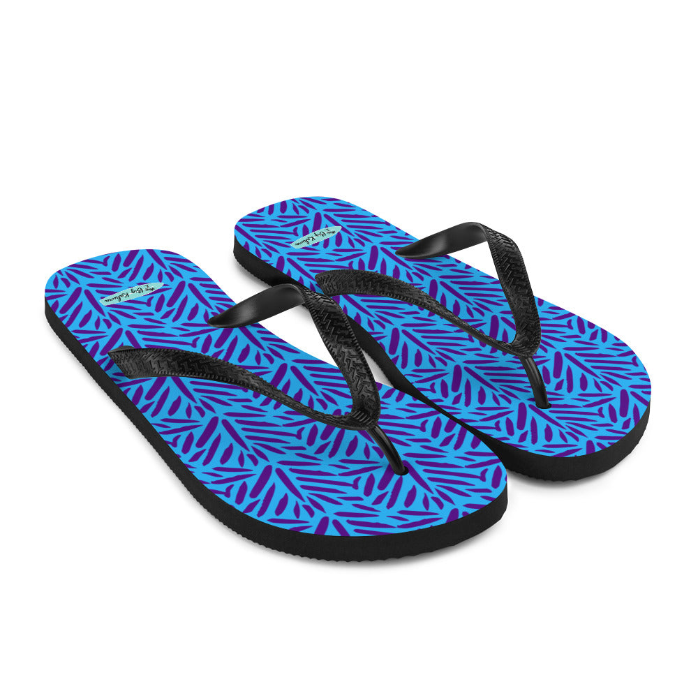 Flip-Flops - Light and Dark Blue Palm Pattern 20.00 bigkahunatshirts