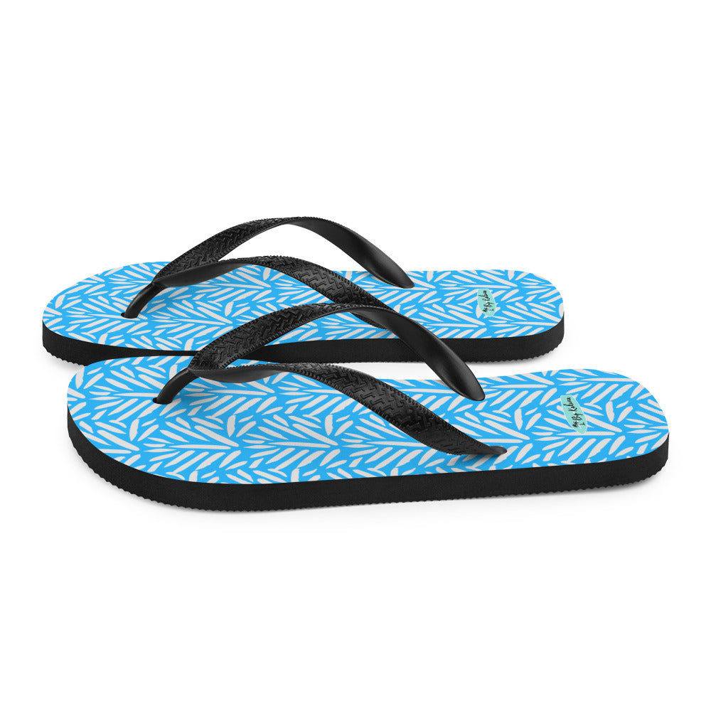 Flip-Flops - Light Blue and Gray Palm Pattern 20.00 bigkahunatshirts