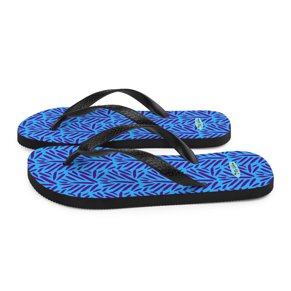 Flip-Flops - Light and Dark Blue Palm Pattern 20.00 bigkahunatshirts