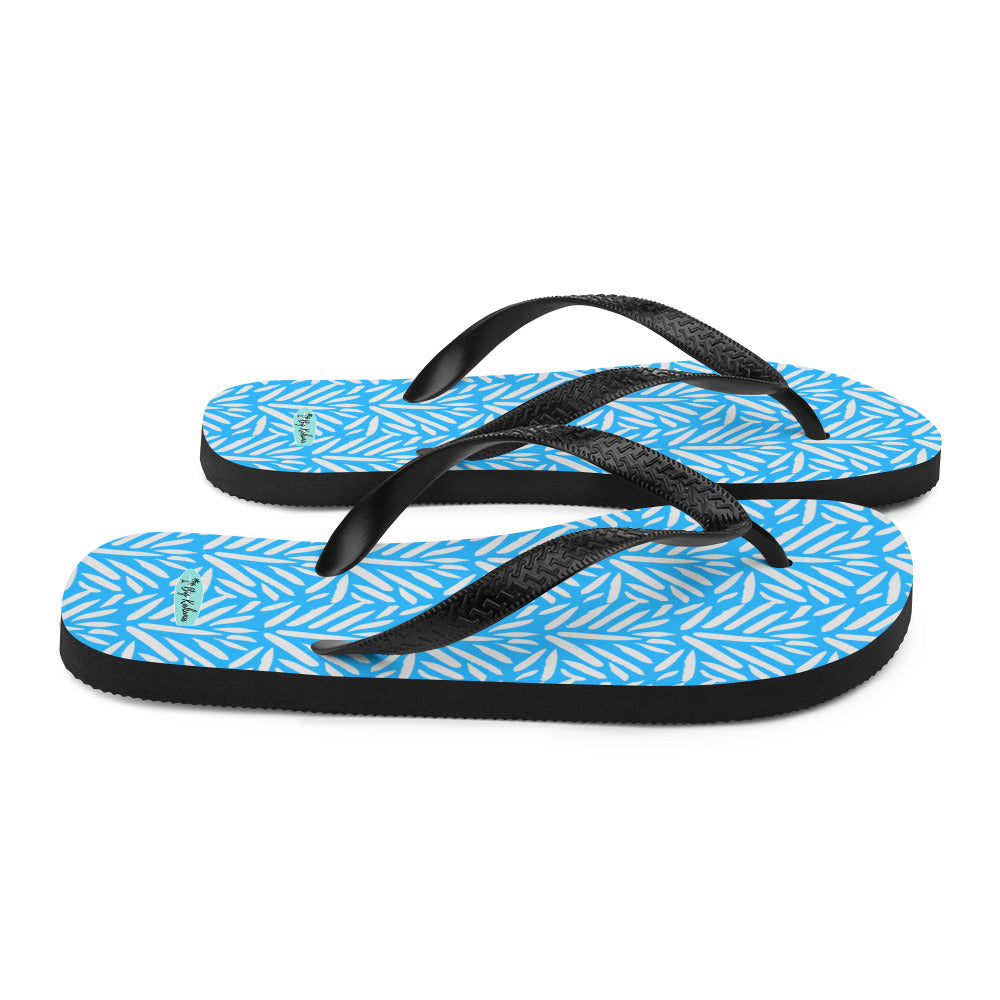 Flip-Flops - Light Blue and Gray Palm Pattern 20.00 bigkahunatshirts