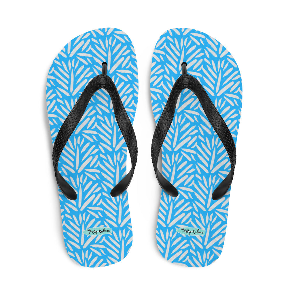 Flip-Flops - Light Blue and Gray Palm Pattern 20.00 bigkahunatshirts