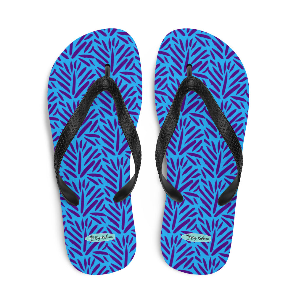 Flip-Flops - Light and Dark Blue Palm Pattern 20.00 bigkahunatshirts