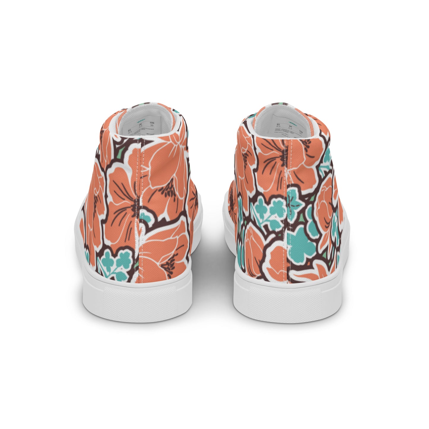Orange Hibiscus High Top Canvas Shoes 78.00 bigkahunatshirts