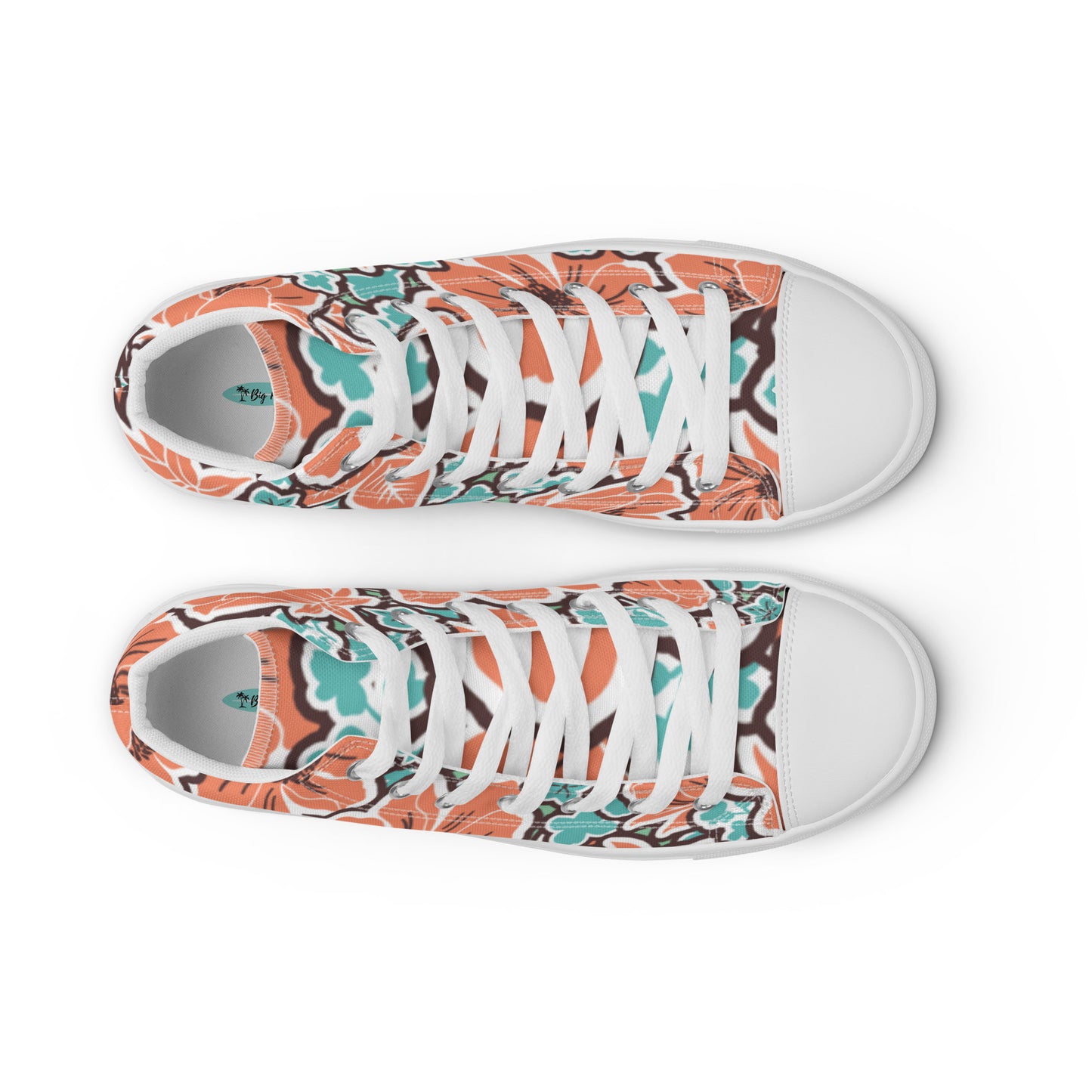 Orange Hibiscus High Top Canvas Shoes 78.00 bigkahunatshirts