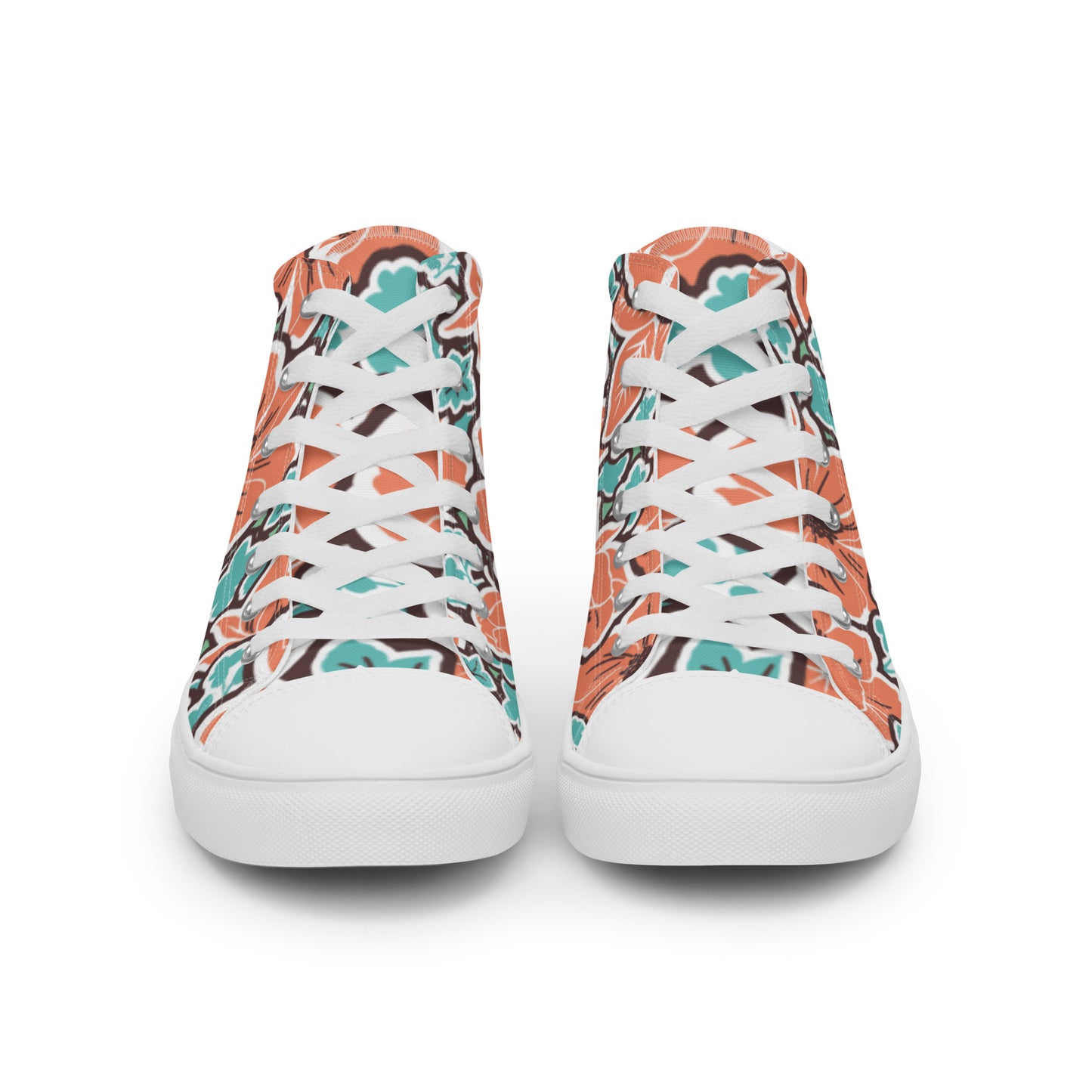 Orange Hibiscus High Top Canvas Shoes 78.00 bigkahunatshirts