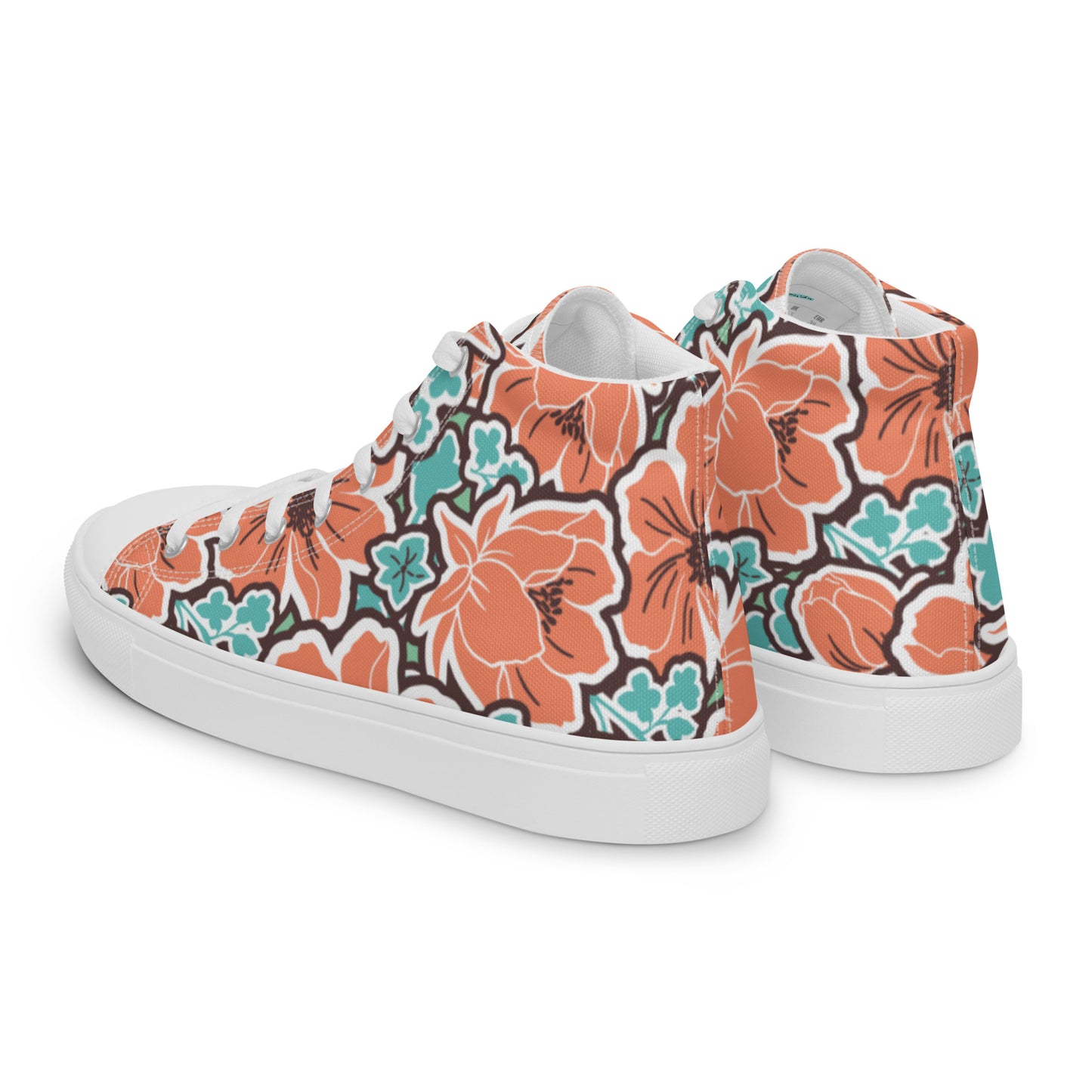 Orange Hibiscus High Top Canvas Shoes 78.00 bigkahunatshirts