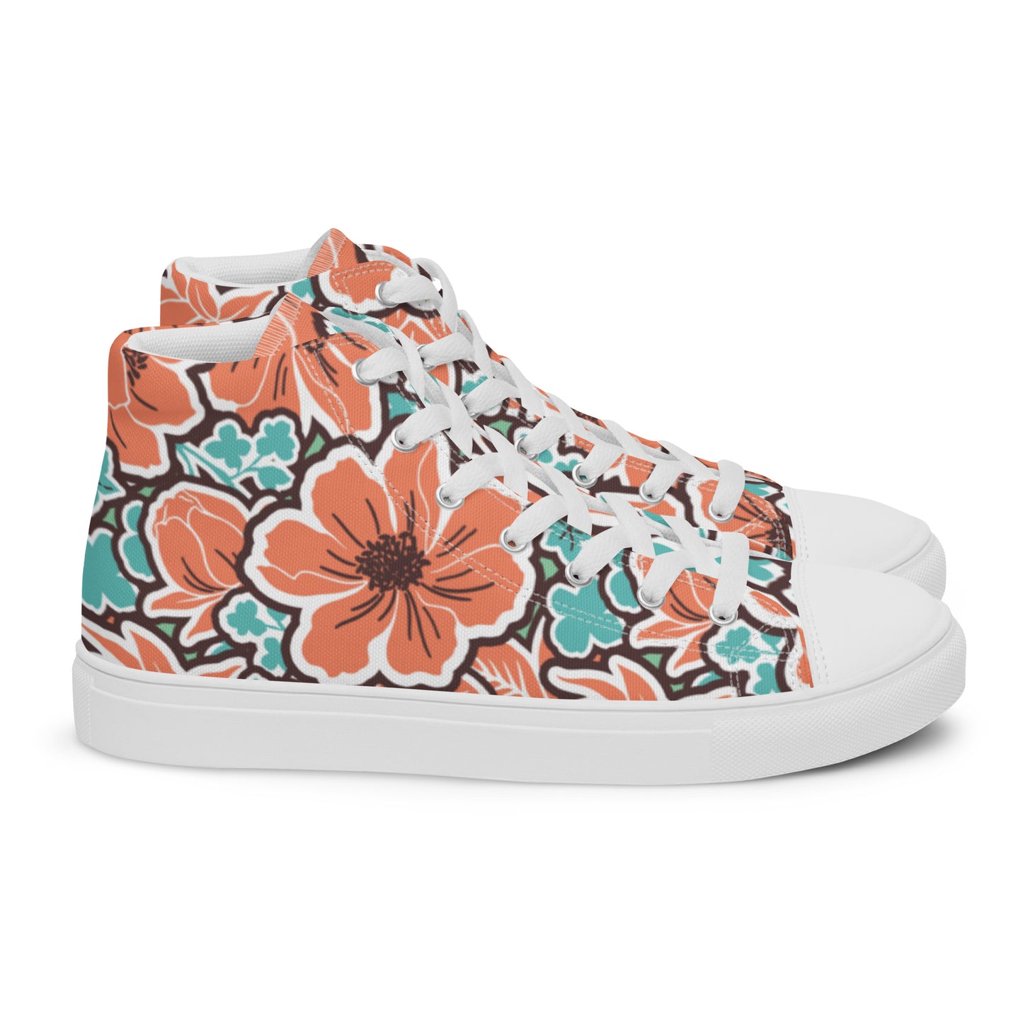 Orange Hibiscus High Top Canvas Shoes 78.00 bigkahunatshirts