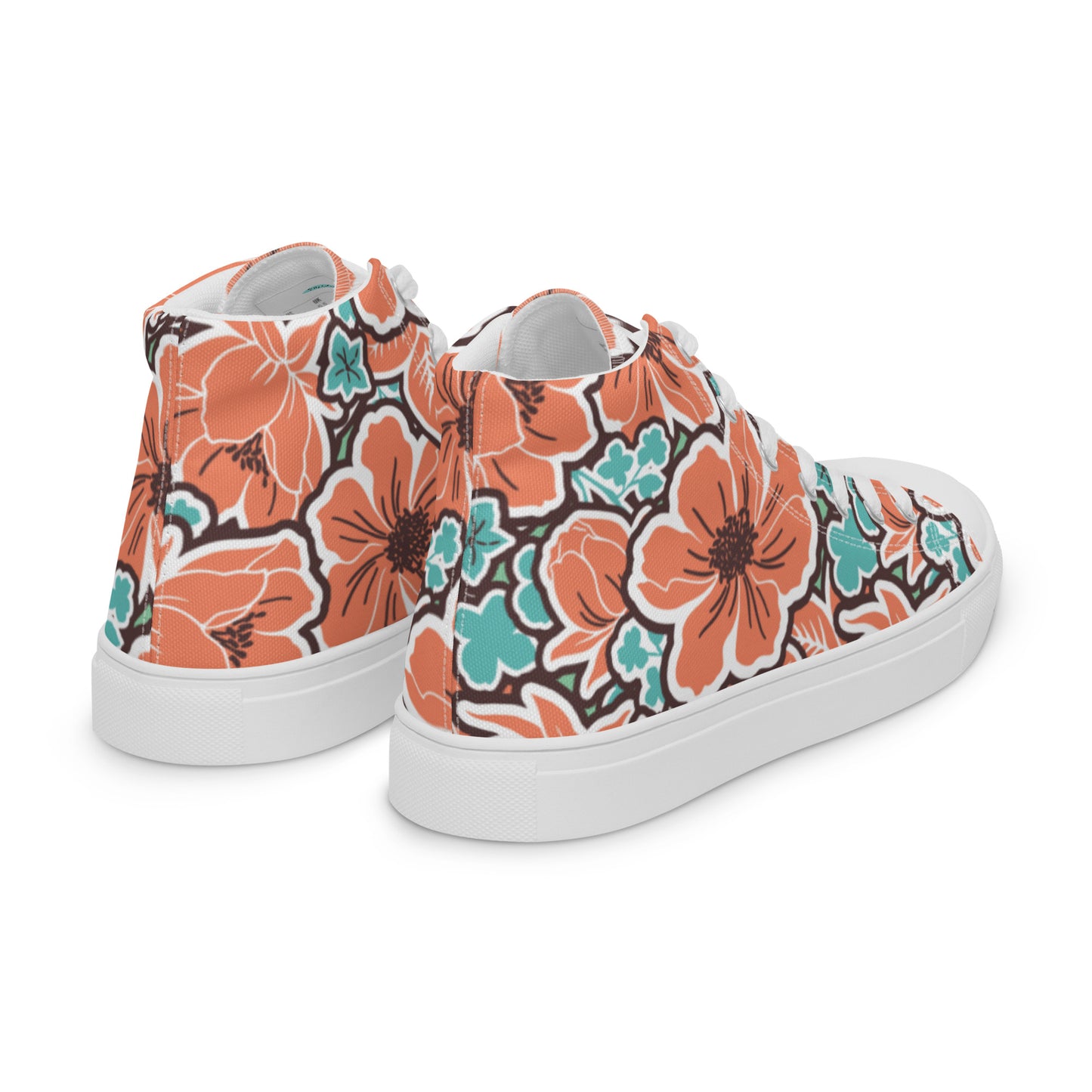Orange Hibiscus High Top Canvas Shoes 78.00 bigkahunatshirts