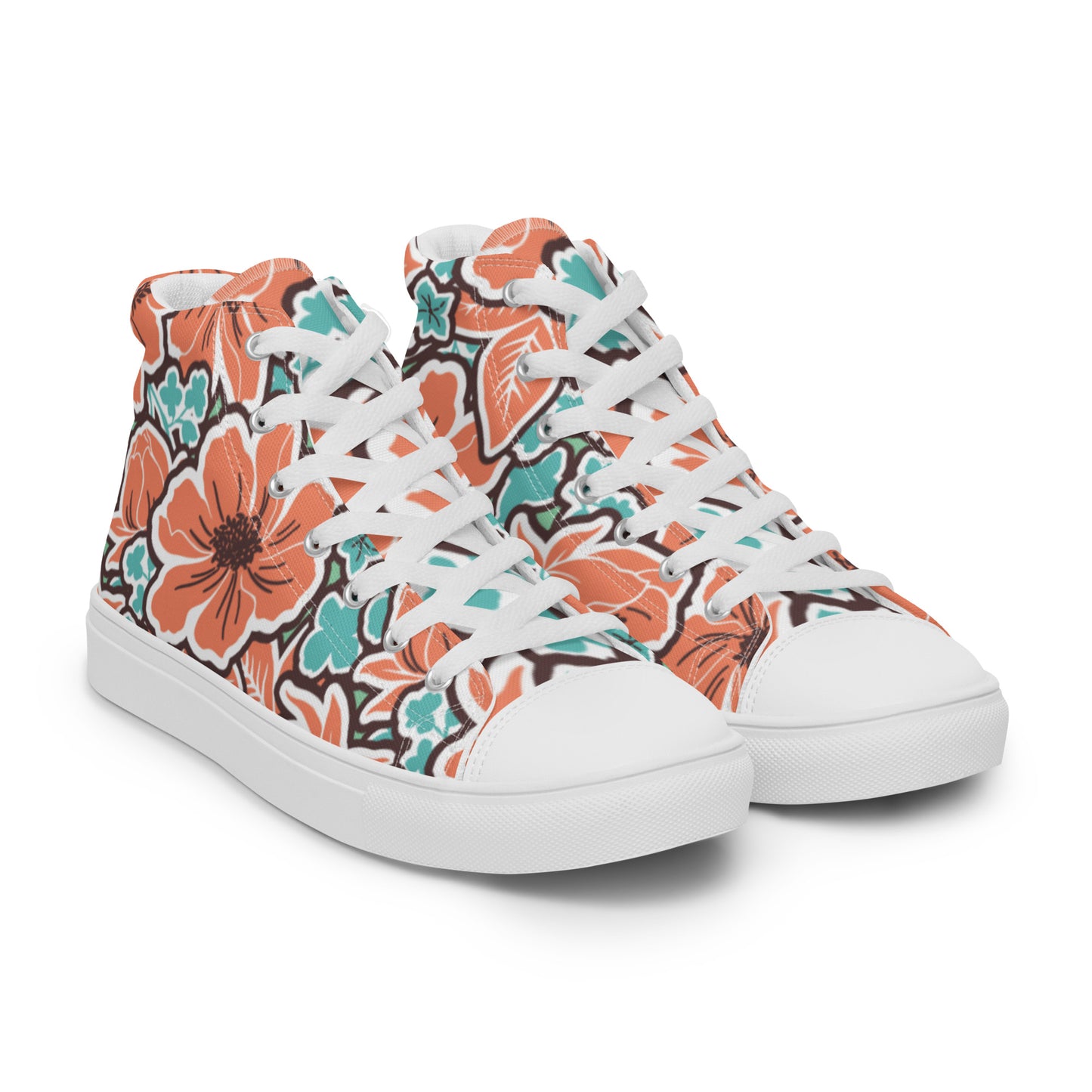 Orange Hibiscus High Top Canvas Shoes 78.00 bigkahunatshirts