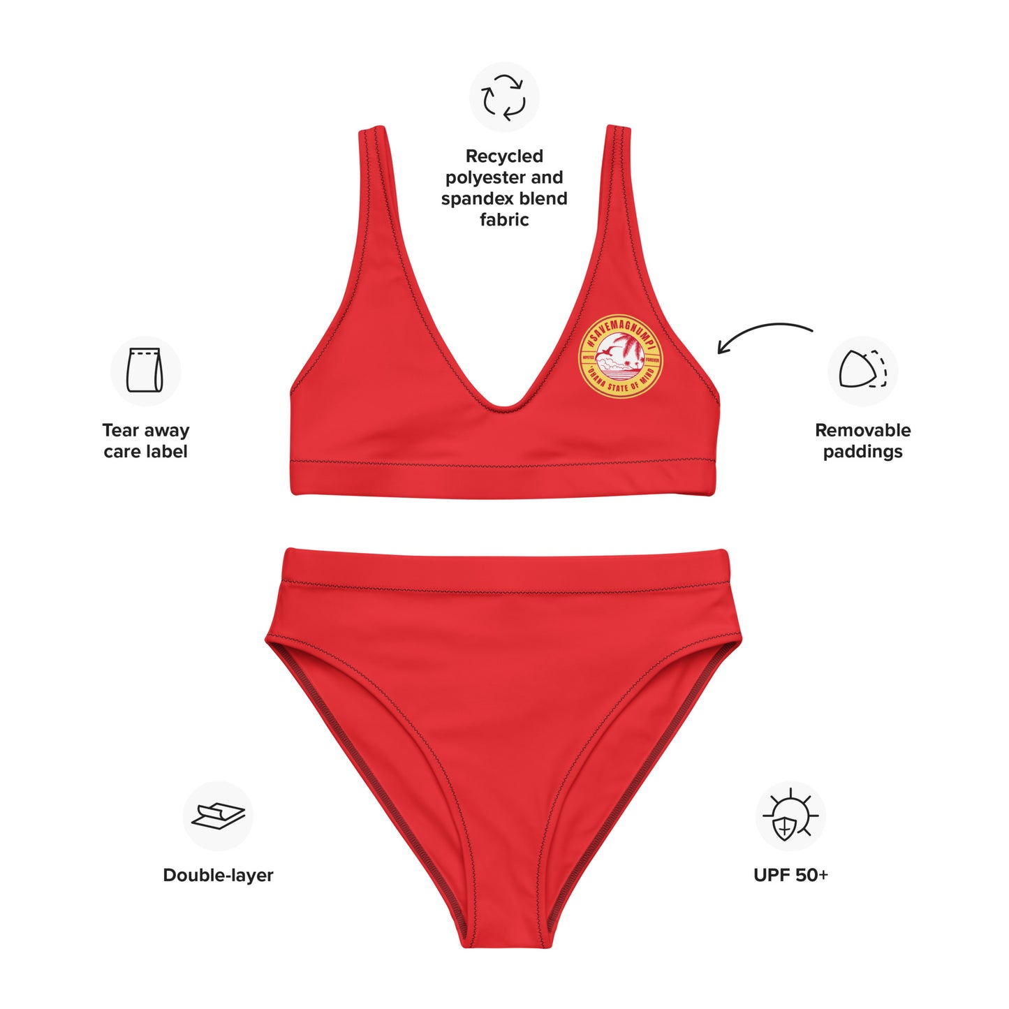 #SAVEMAGNUMPI High-Waisted Bikini - Red