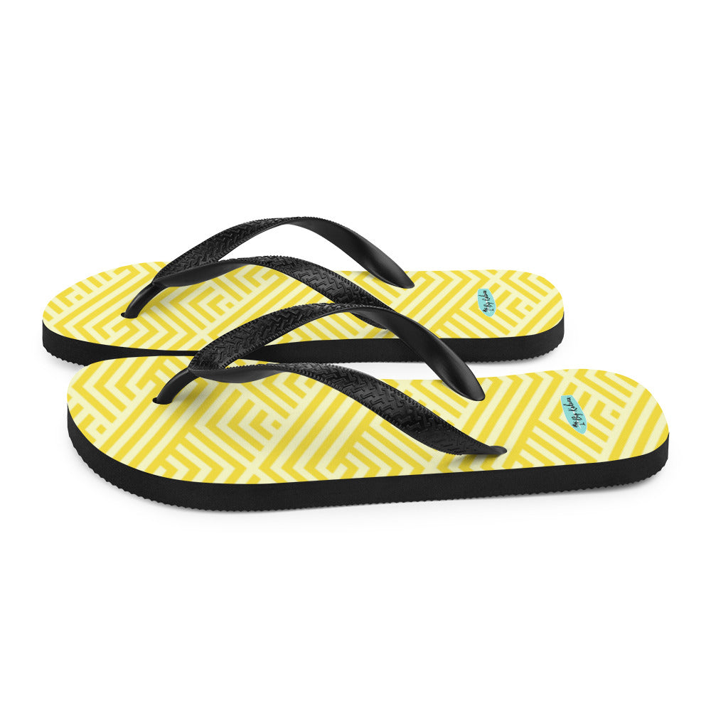 Flip-Flops - Yellow Herringbone