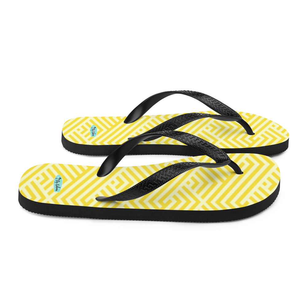 Flip-Flops - Yellow Herringbone