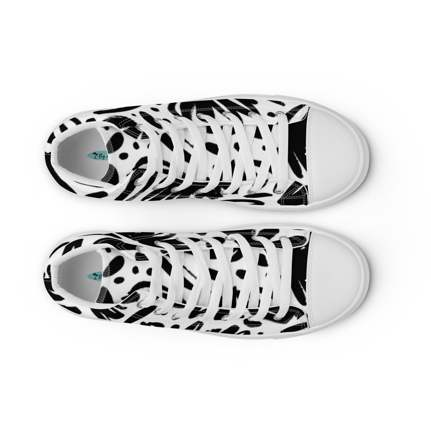 Women’s Black and White Flower High-Top Shoe