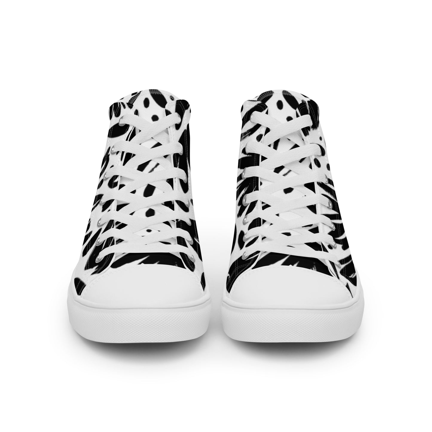 Women’s Black and White Flower High-Top Shoe