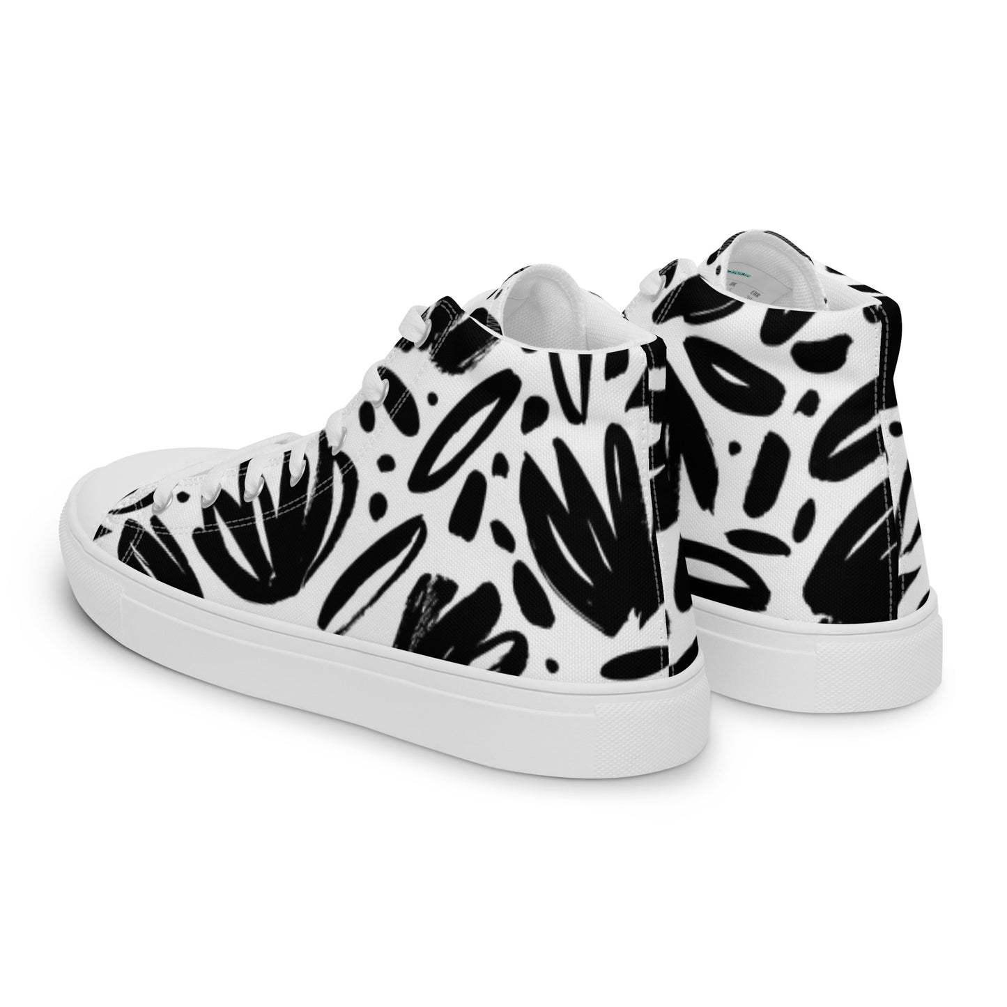 Women’s Black and White Flower High-Top Shoe