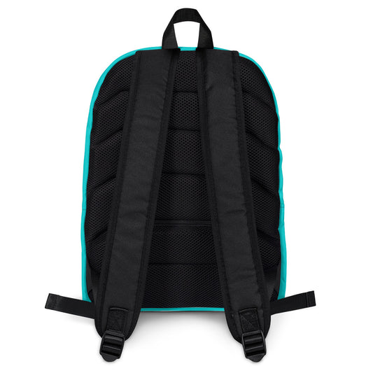 turquoise and black lily pattern backpack - back side