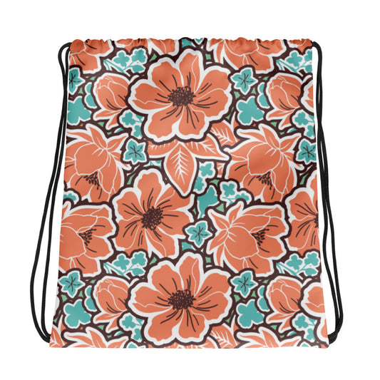 Orange Hibiscus Drawstring bag  27.00 bigkahunatshirts