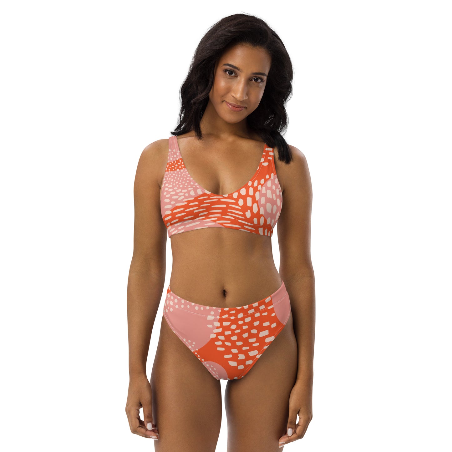 High waisted Bikini - Orange pattern  55.00 bigkahunatshirts