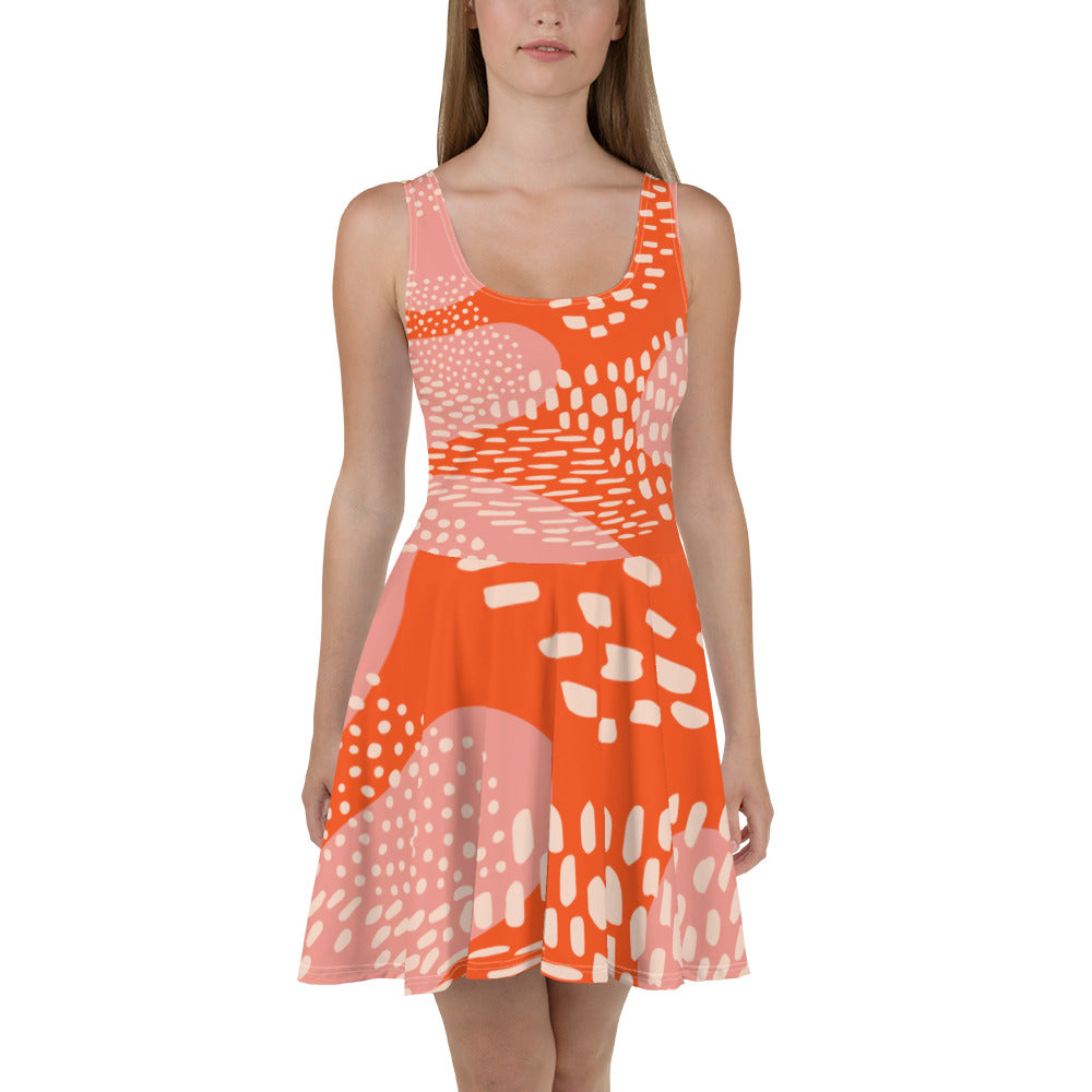 Orange Skater Dress women 55.00 bigkahunatshirts