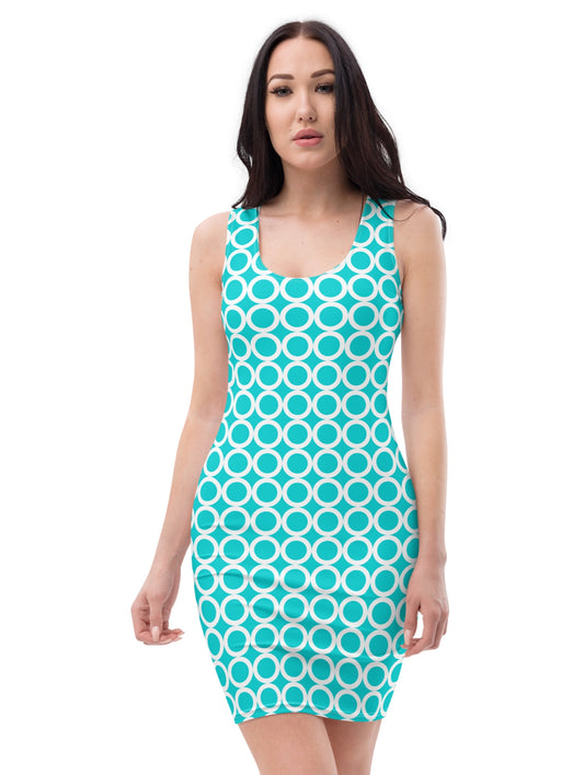 Turquoise Concentric Pattern Dress  46.00 bigkahunatshirts