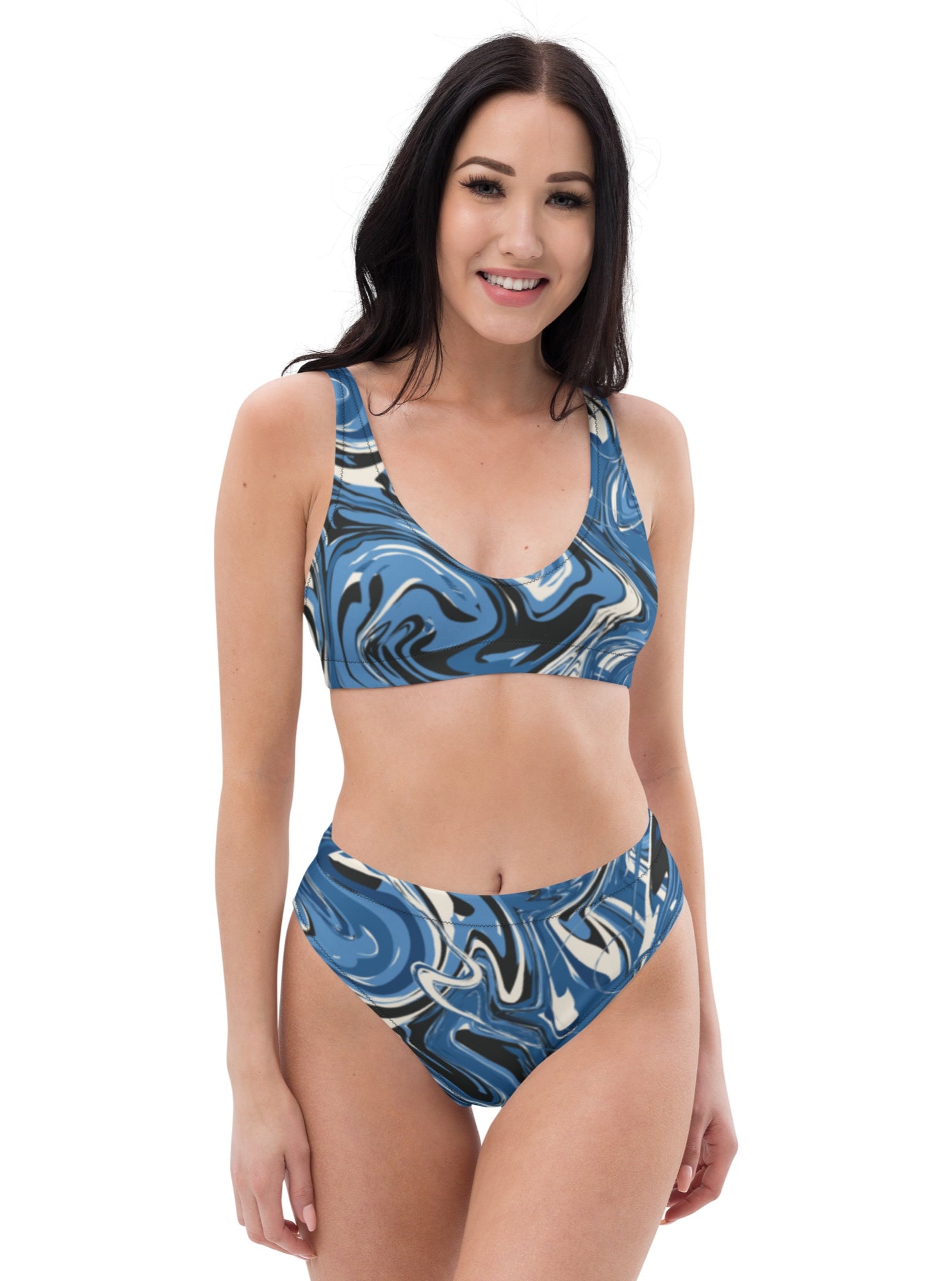 High Waisted Bikini - Blue Wave  57.00 bigkahunatshirts