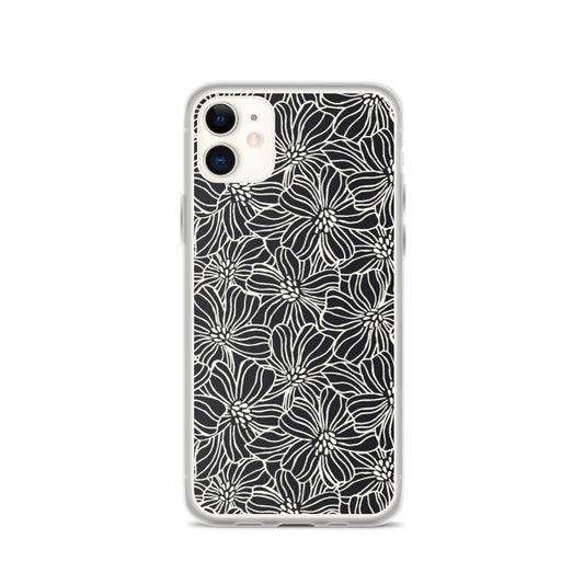 iPhone Case - Black White Flowers - 17 sizes  20.00 bigkahunatshirts