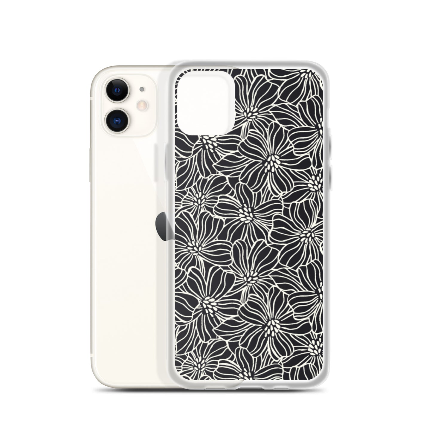 iPhone Case - Black White Flowers - 17 sizes  20.00 bigkahunatshirts